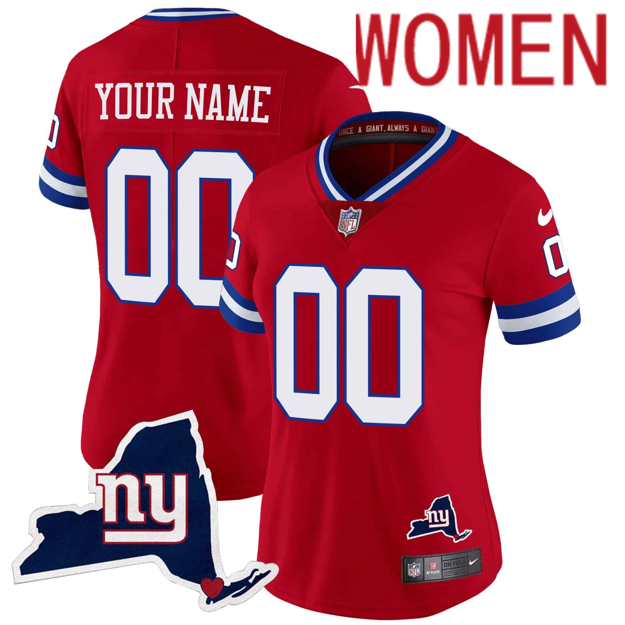 Women New York Giants Red 2024 Nike Map Patch Limited Custom NFL Jersey